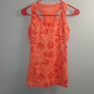Tek Gear Orange And Pink Floral Tank Top